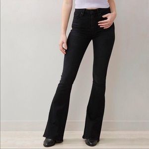 VTG Hudson Black Mid Rise Button Fly Flares Sz 25